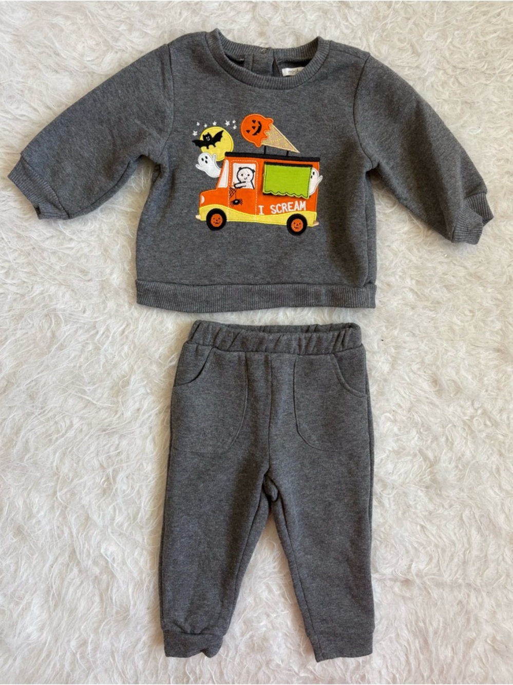 Toddler Charcoal Festive Halloween Ice Cream Truck Sweatshirt & Joggers Set